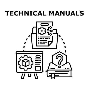 Technical manuals instructions and problem solving documentation Stock Illustration