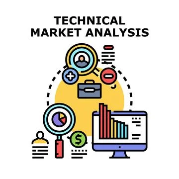Technical market analysis with data charts and graphs 스톡 일러스트