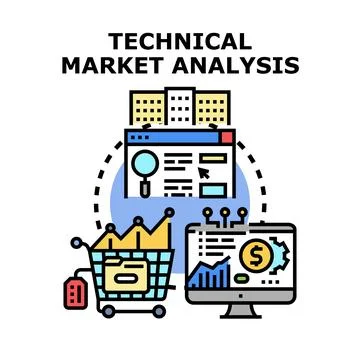 Technical market analysis optimizing online business investment Illustration