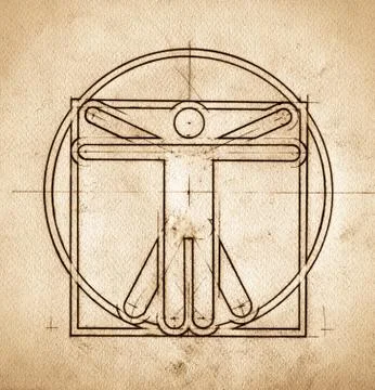 Technical minimalistic vitruvian man Stock Illustration