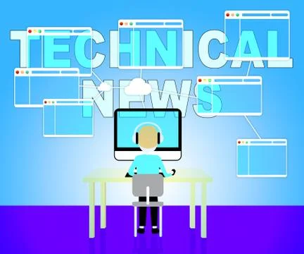 Technical News Represents Hi Tech Media 3d Illustration Stock Illustration