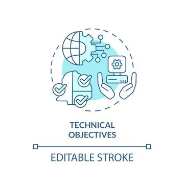 Technical objectives turquoise concept icon 스톡 일러스트