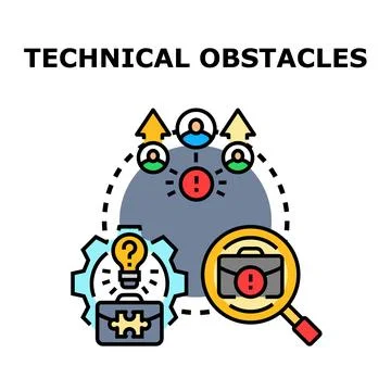 Technical obstacles in problem solving and business development Illustration