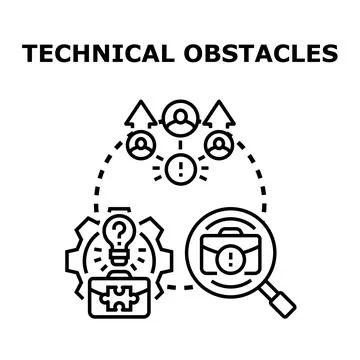Technical obstacles in problem solving and business development Stock Illustration