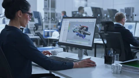 Technical Office Engineers work on Computer Stock Footage 321005207
