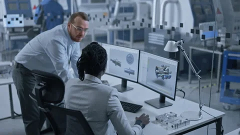 Technical Office Engineers work on Computer Stock Footage 321005268
