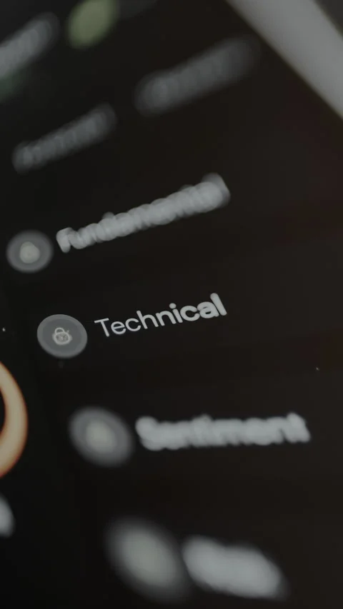 Technical option for financial analysis highlighted from a list of options Stock Footage 328881890