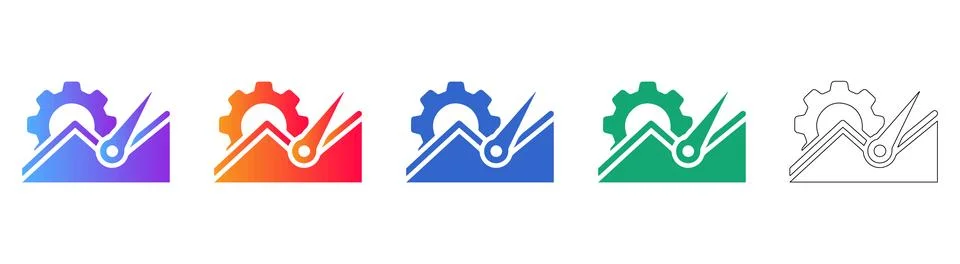 Technical Performance and Gear Icons Illustrazione stock