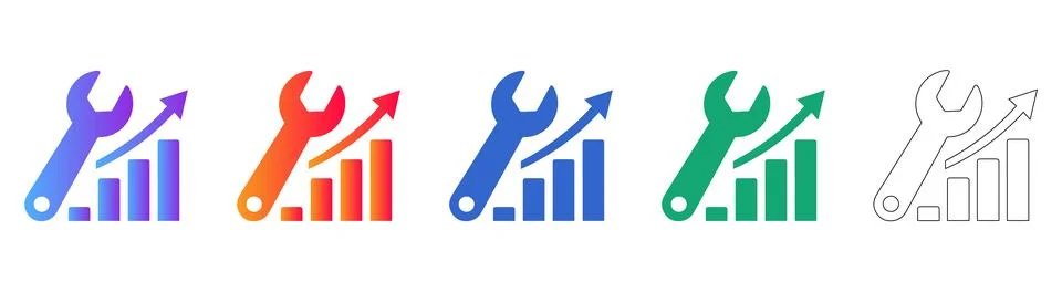 Technical Performance and Optimization Icons 库存插图