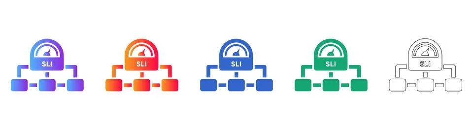 Technical Performance Gauge Icons Set 스톡 일러스트