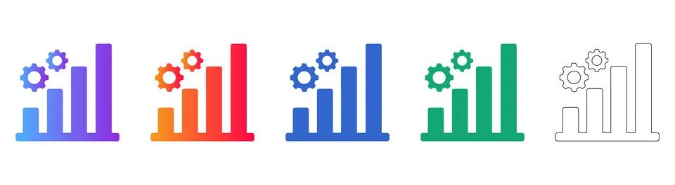 Technical Performance Metrics Icons Set Stock Illustration