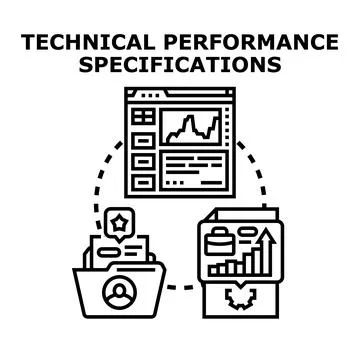 Technical performance specifications optimizing business growth analytics Stock Illustration