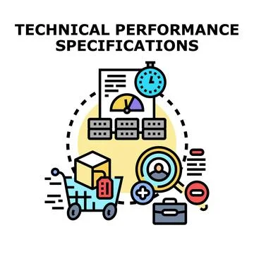 Technical performance specifications optimizing project development and str.. Stock Illustration