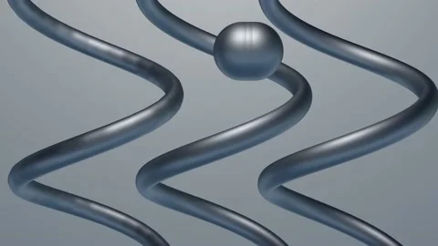 Technical plaything, three vertical spirals in infinite motion, 3 silver metal Stock Footage 163232486
