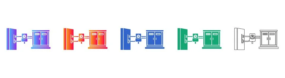 Technical Power Meter and Cabinet Icons Stock Illustration