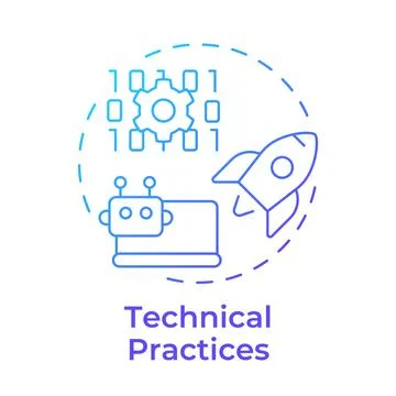 Technical practices blue gradient concept icon Illustrazione stock