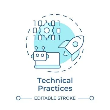 Technical practices soft blue concept icon Illustrazione stock