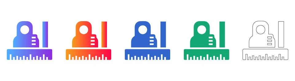 Technical Precision Calibration Icons Stock Illustration