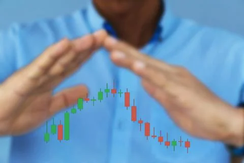 Technical price candlestick chart graph and indicator stock online trading Stock Photos
