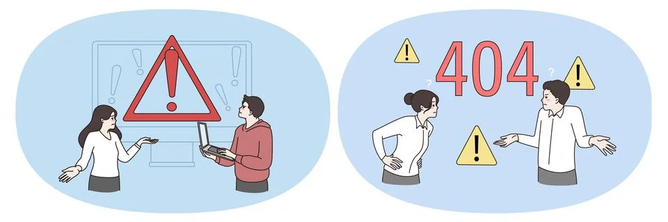 Technical problem and page not found concept Stock Illustration
