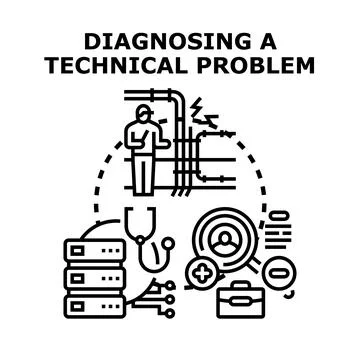 Technical problem diagnosing process and troubleshooting analysis Stock Illustration