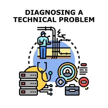 Technical problem diagnosing process and troubleshooting analysis Stockillustratie
