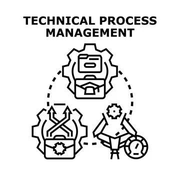 Technical process management system optimizing business workflow Stock Illustration