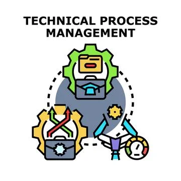 Technical process management system optimizing business workflow Stock Illustration