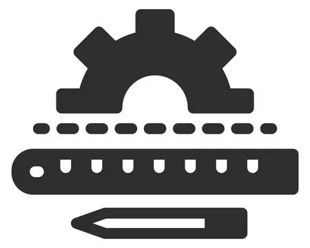 Technical process plan and blueprint drawing tool black icon 스톡 일러스트