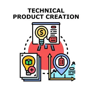 Technical product creation process developing business strategy Stock-Illustration
