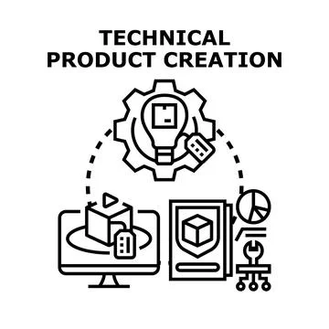 Technical product creation process developing new concepts Stockillustratie