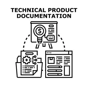 Technical product documentation creating development process Stock Illustration