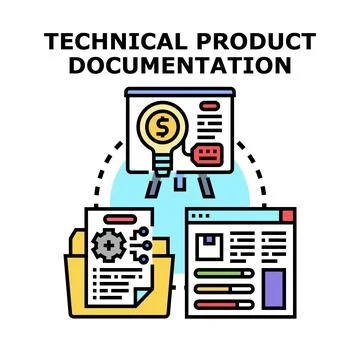 Technical product documentation creating development process Stock Illustration