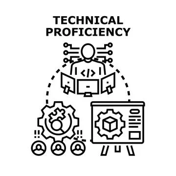 Technical proficiency skill development and project management Illustrazione stock