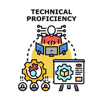 Technical proficiency skill development and project management 库存插图