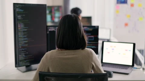 Technical Programming Team at Work in Modern Office. Stock Footage 300246447