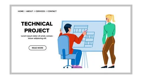 Technical Project Developing Colleagues Vector Stock Illustration