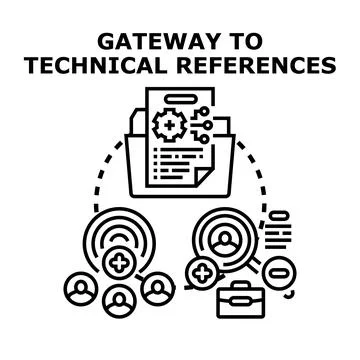 Technical references gateway with team collaboration concept Stockillustratie