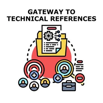 Technical references gateway with team collaboration concept Stock Illustration