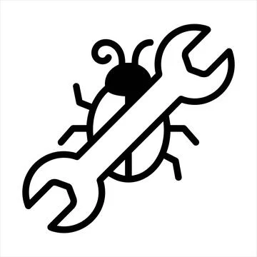 Technical repair bug fix icon 8K ultra quality image ratio with maintenance 스톡 일러스트