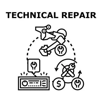 Technical repair service cycle process concept Stock Illustration