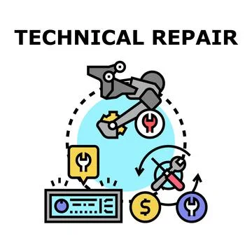 Technical repair service cycle process concept Stock Illustration