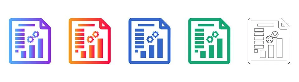 Technical Report Document Icons with Gears and Data Stock Illustration