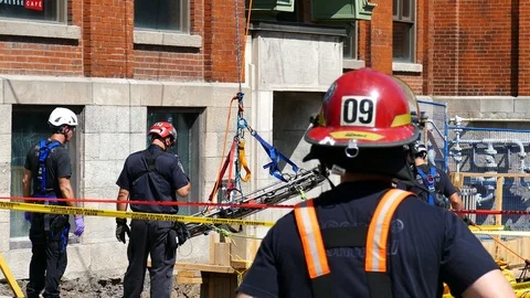 Technical rescue team in the city Stock Footage 115939630