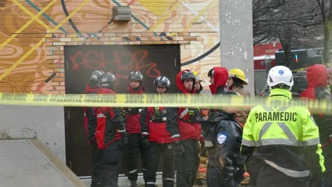 Technical rescue team under the rain Stock Footage 133274810