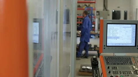 Technical robot cnc mashine production fabrication computer Stock-Footage 82442935