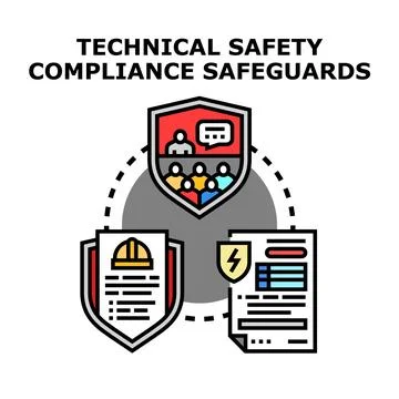 Technical safety compliance safeguards system concept Stock Illustration