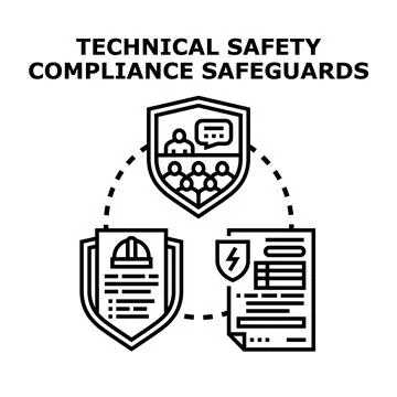 Technical safety compliance safeguards system concept Stock Illustration