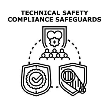 Technical safety compliance safeguards vector concept Illustrazione stock