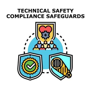 Technical safety compliance safeguards vector concept Stock Illustration